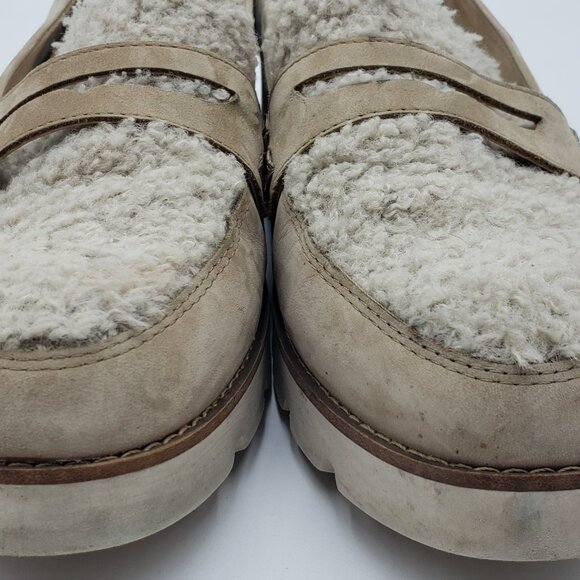 Vionic Cheryl Platform Penny Loafer Flats 9.5 Womens Shearling Slip On Tan - Picture 14 of 15